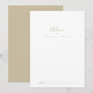 Gold Simple Minimalist Wedding Advice Card