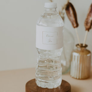 Gold Simple Minimalist Wedding Water Bottle Label