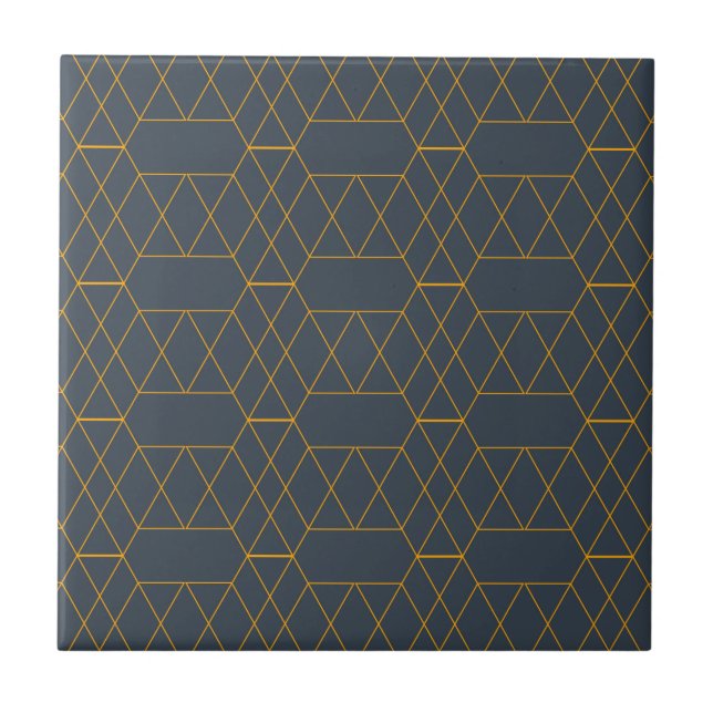 Gold, simple, modern, cool, trendy lines geometric ceramic tile (Front)