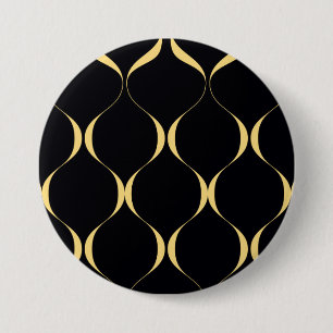 Gold, simple, modern, luxurious wavy graphic 7.5 cm round badge