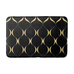 Gold, simple, modern, luxurious wavy graphic bath mat