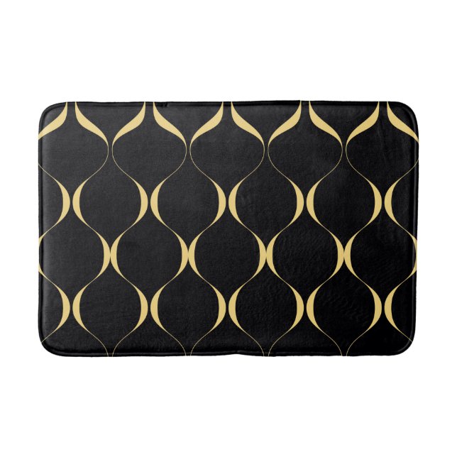 Gold, simple, modern, luxurious wavy graphic bath mat (Front)