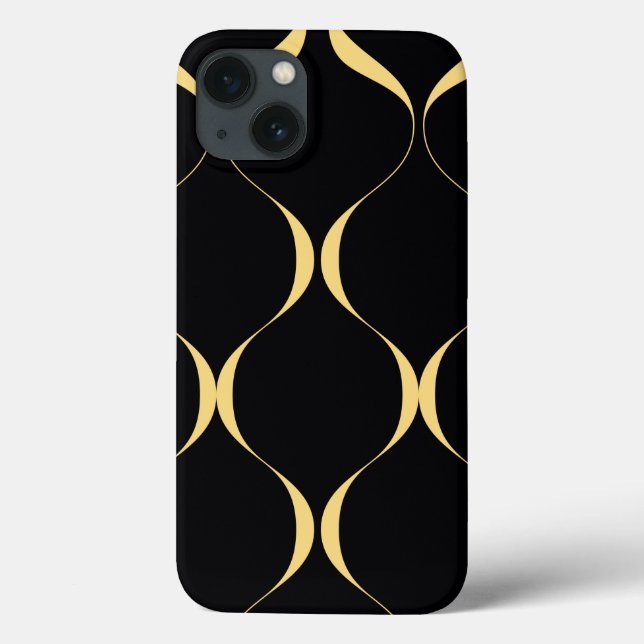 Gold, simple, modern, luxurious wavy graphic Case-Mate iPhone case (Back)