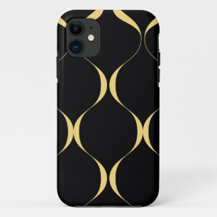 Gold, simple, modern, luxurious wavy graphic iPhone 11 case