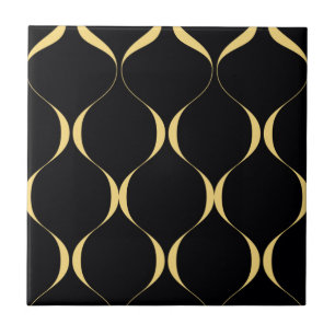 Gold, simple, modern, luxurious wavy graphic ceramic tile