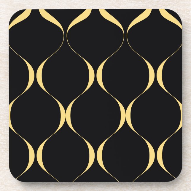 Gold, simple, modern, luxurious wavy graphic coaster (Front)