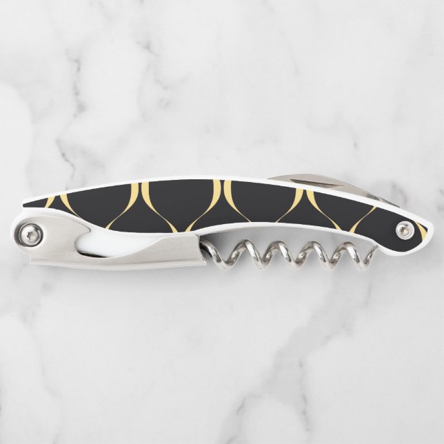 Gold, simple, modern, luxurious wavy graphic corkscrew (Front)