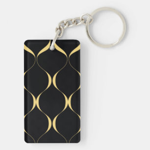 Gold, simple, modern, luxurious wavy graphic key ring