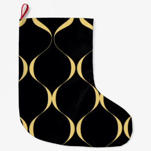Gold, simple, modern, luxurious wavy graphic large christmas stocking