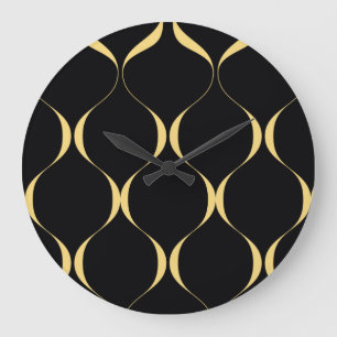 Gold, simple, modern, luxurious wavy graphic large clock
