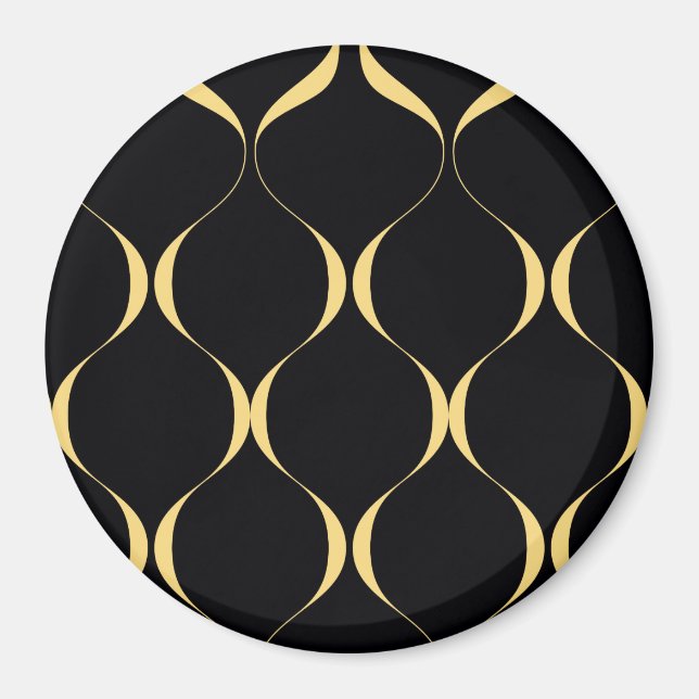 Gold, simple, modern, luxurious wavy graphic magnet (Front)