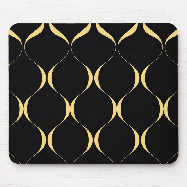 Gold, simple, modern, luxurious wavy graphic mouse pad (Front)