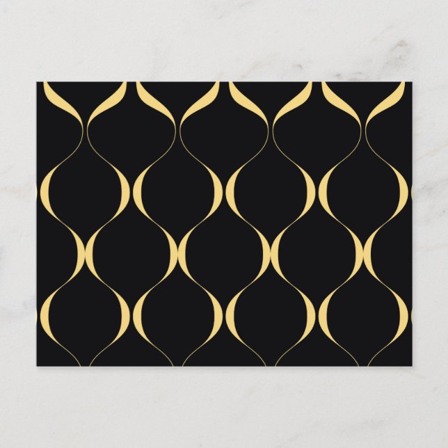 Gold, simple, modern, luxurious wavy graphic postcard (Front)