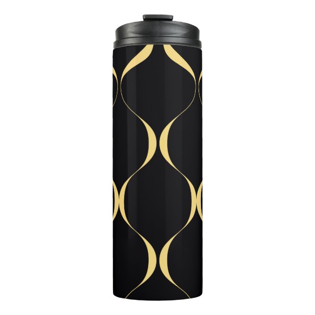 Gold, simple, modern, luxurious wavy graphic thermal tumbler (Front)