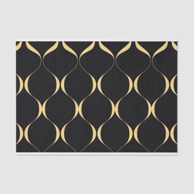 Gold, simple, modern, luxurious wavy graphic tissue paper (Front)