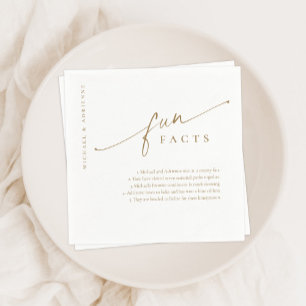 Gold Simple Modern Script Fun Facts Wedding Napkin