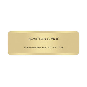Gold Simple Template Modern Cursive Italic Text Return Address Label