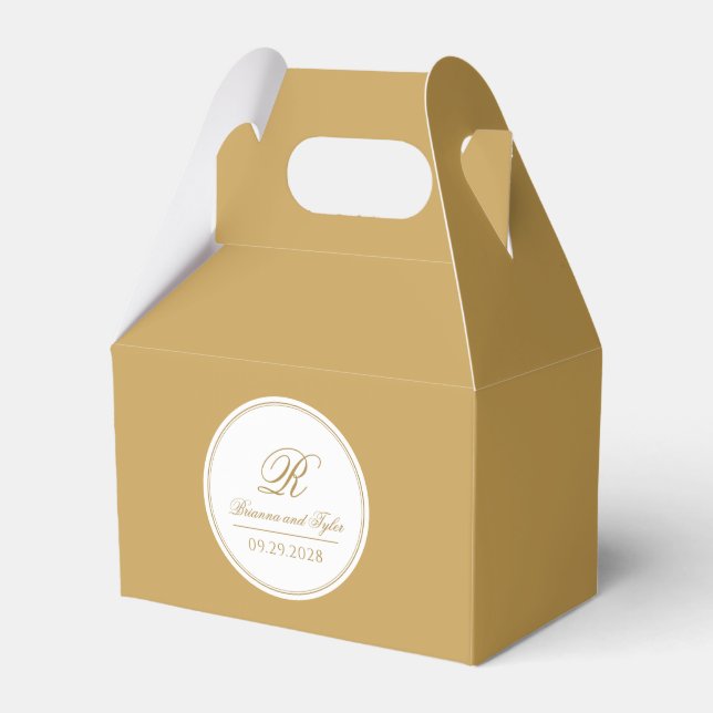 Gold Simply Elegant Classic Wedding Monogram Favour Box (Front Side)
