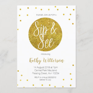 Gold sip and see Invitation