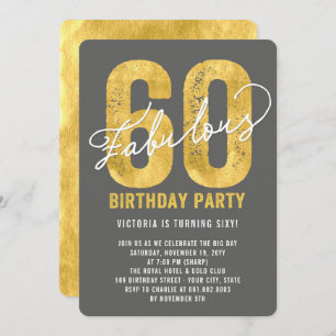 Gold Sixty and Fabulous 60th Birthday Party Invite