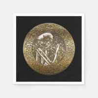Gold Skeleton Skull Vintage Treasure Coin