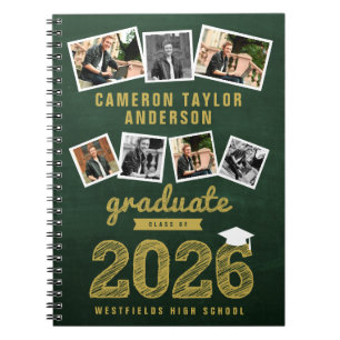 Gold Sketch 2026 Grad 7 Photo Collage Graduation Notebook
