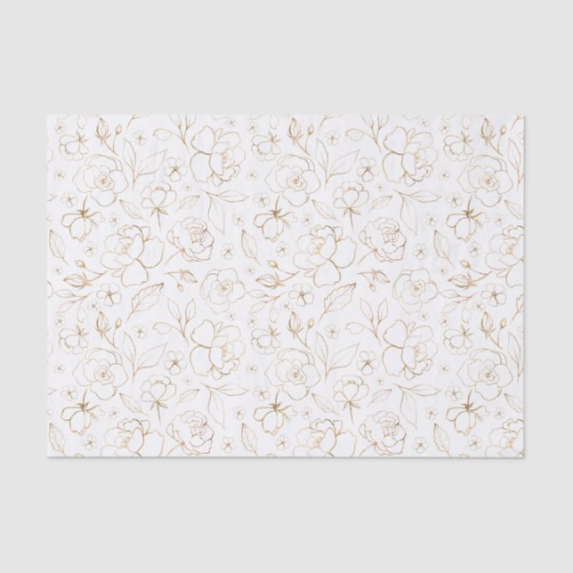 Gold Sketched Roses Tissue Paper (Front)