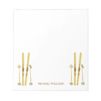 Gold Skis Poles | Vintage Ski Illustration Cream