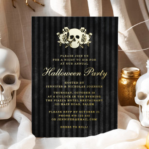 Gold Skull Gothic Black Halloween Party
