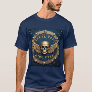 ☠️ Gold Skull Halo Symbol Gift For Rock Fans 💀 T-Shirt