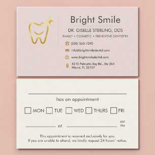 Gold Smile Tooth Pink Dental Dentist Appointment Card