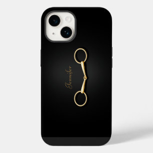 Gold Snaffle Bit Elegant Equestrian Personalised iPhone 14 Case