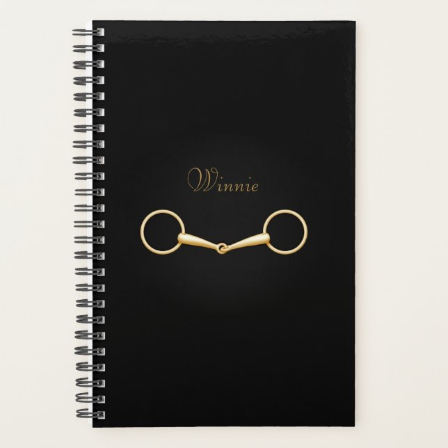 Gold Snaffle Bit Personalised 5.5"x8" Equestrian Planner (Front)
