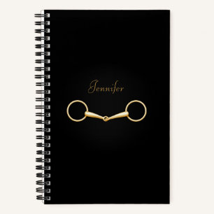 Gold Snaffle Bit Personalized 5.5"x8" Equestrian Notebook