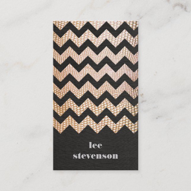 Gold Snake Skin Zig Zag Pattern Groupon Business Card (Front)