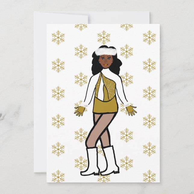 Gold Snow Dancer Holiday Card (Front)