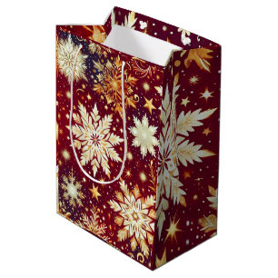Gold Snow Flakes Medium Gift Bag