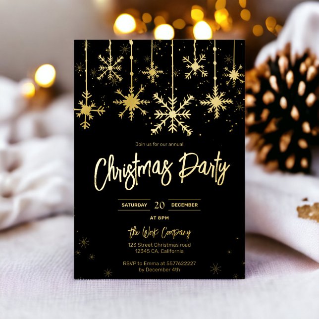 gold snow gala elegant christmas corporate holiday (gold snow gala elegant christmas corporate holiday foil invitation)