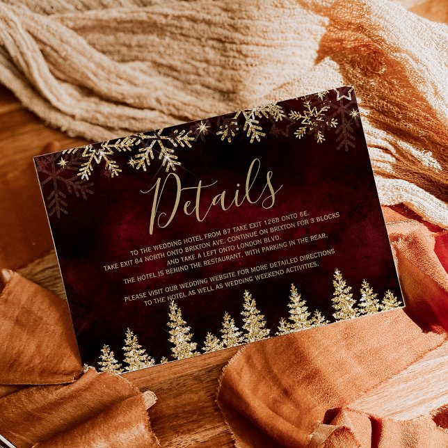 Gold snow pine red Christmas winter details Enclosure Card (Gold snow pine red Christmas winter details Enclosure Card)
