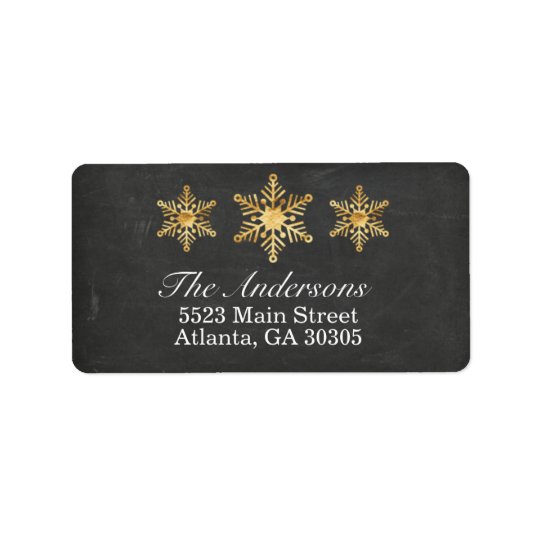 Gold Snowflake Christmas Address Labels