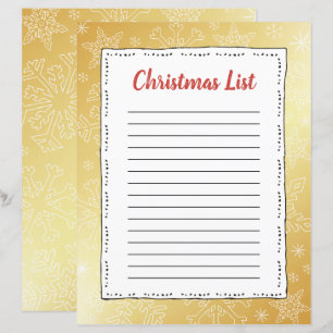 Gold Snowflake Christmas BG Santa Wish List