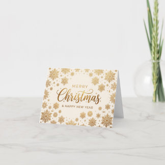 Gold Snowflake Christmas Folded Greeting Card