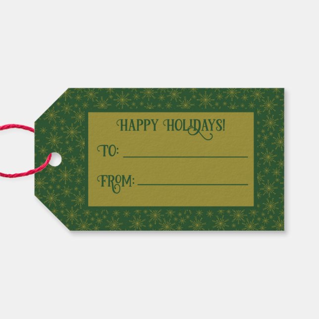 Gold Snowflake Christmas Gift Tags (Back Horizontal)