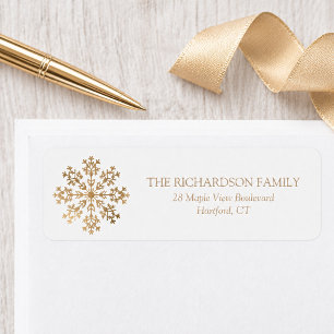Gold Snowflake Christmas Holiday Return Address Label