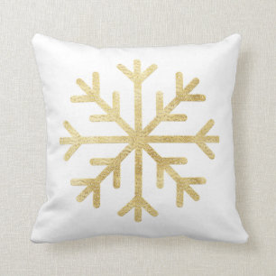 Gold Snowflake Christmas Holiday Seasonal Cushion