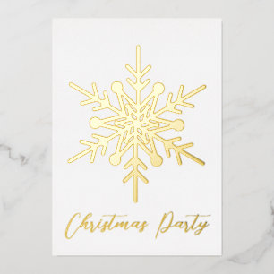 Gold snowflake Christmas party invitation real 