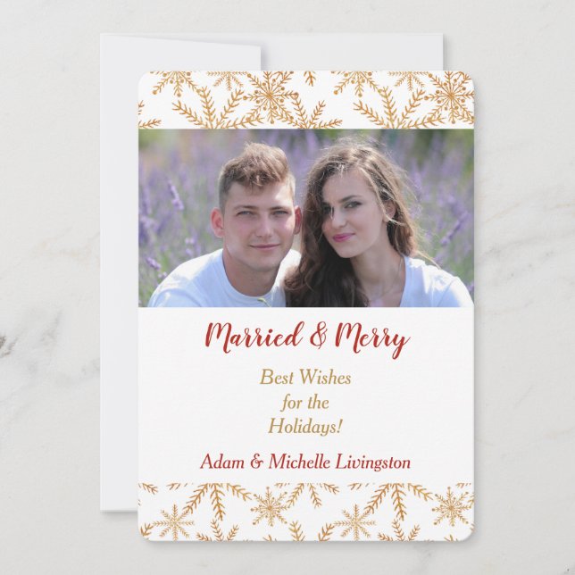 Gold Snowflake Christmas Photo Template (Front)