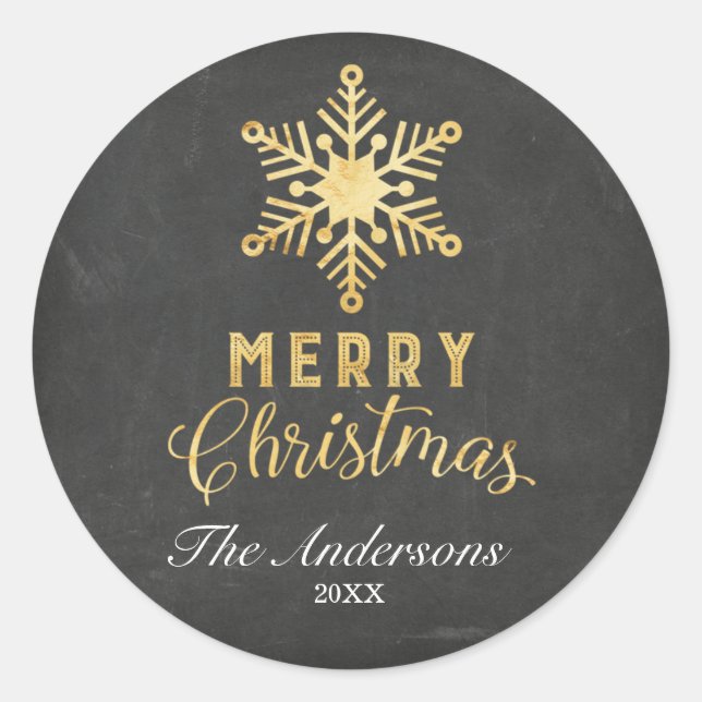 Gold Snowflake Christmas Stickers (Front)