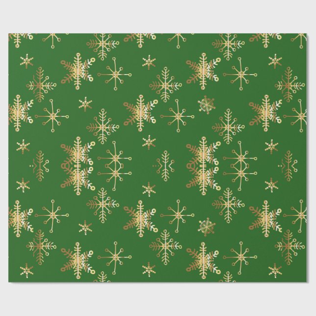 Gold Snowflake Christmas Wrapping Paper (Flat)