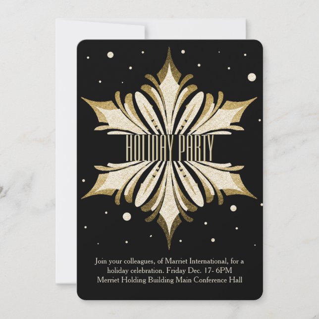 Gold Snowflake Corporate Holiday Party Invitation (Front)